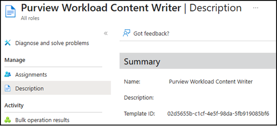 New Entra admin role: Purview Workload Content Writer