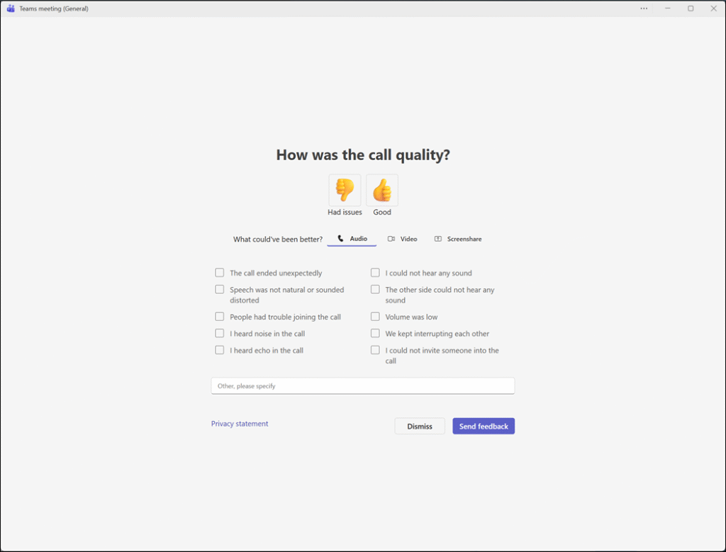 New Teams call rating experience is rolling out