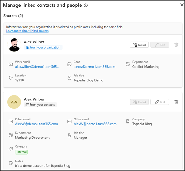 Organizational profile enrichment