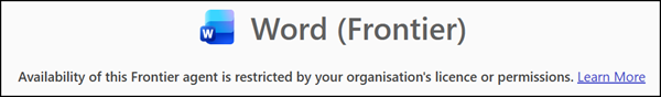 Word, Excel, and PowerPoint Frontier agents are not available if requirement 2 is missing