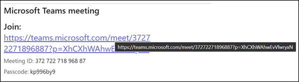 Shorter meeting URL in scheduled meeting invitations