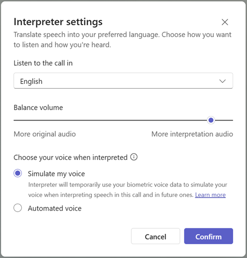 Change various Interpreter settings (the same as in meetings)
