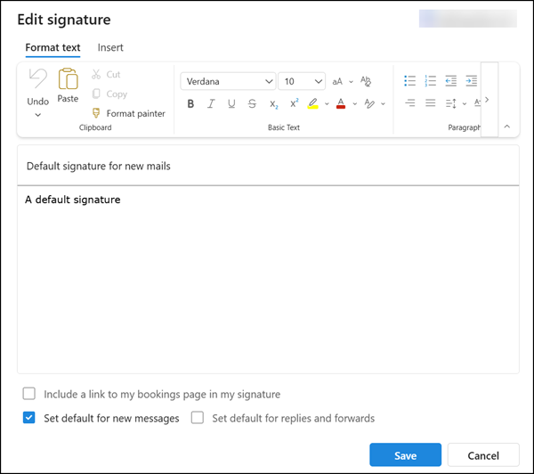Updated email signature editor in Outlook on the web