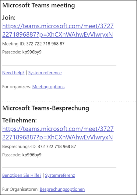 Multiple language blocks in your invitation emails