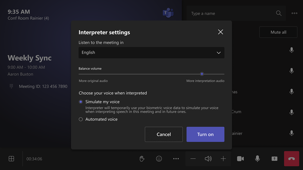 Interpreter agent for Teams Rooms on Windows