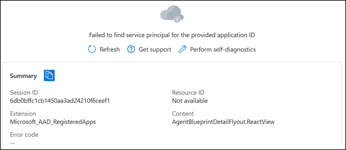 No blueprint available for the agent ID