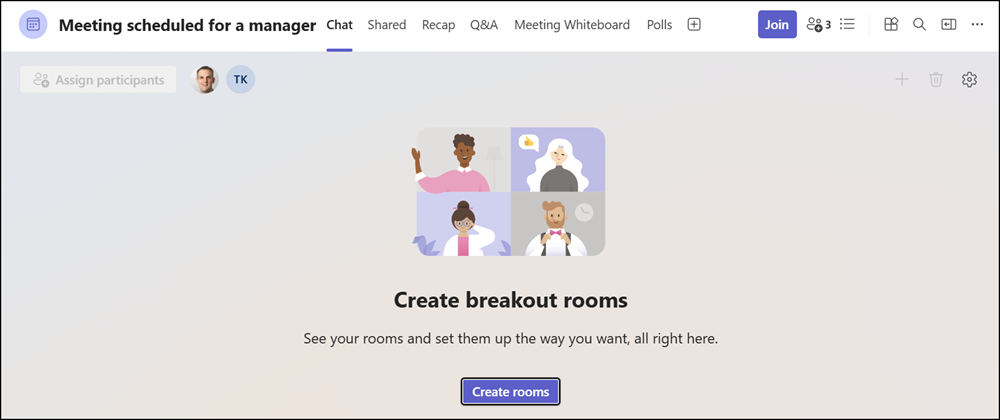 Prepare breakout rooms in a delegated meeting