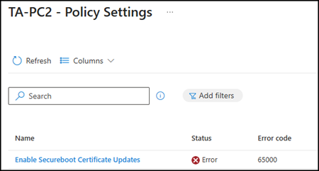 Intune configuration profile failed