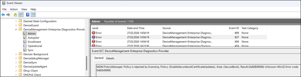 Intune deployment error