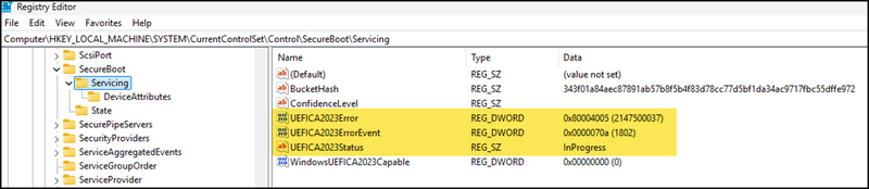 Secure Boot update failure 1802