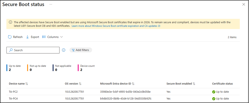 Secure Boot updates were successful