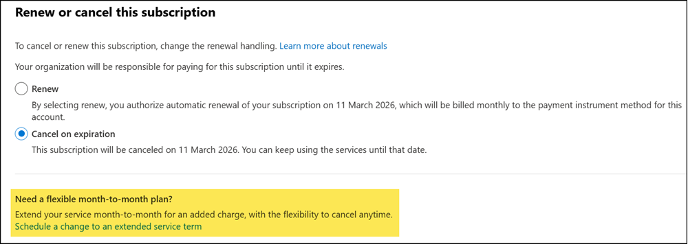 Add an extended service term to your subscription