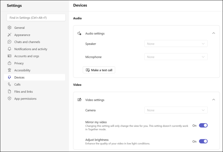 Devis Settings Improved device settings in Teams on the web | Topedia Blog