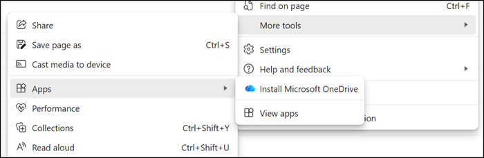 Installing OneDrive as a browser app