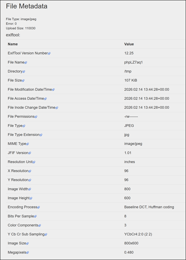 Updated EXIF information after Teams processing