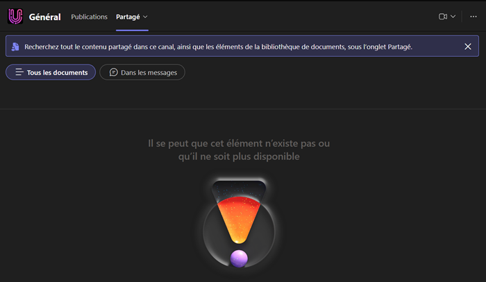 The document library was not available in the Teams standard channel