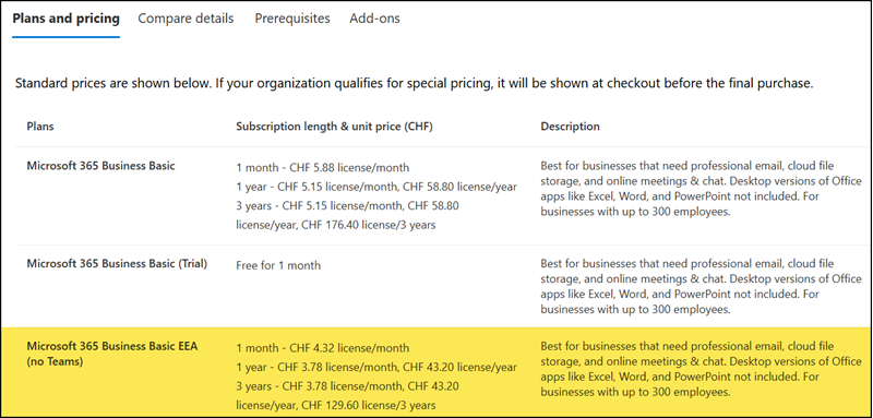 Microsoft 365 Business Basic subscription