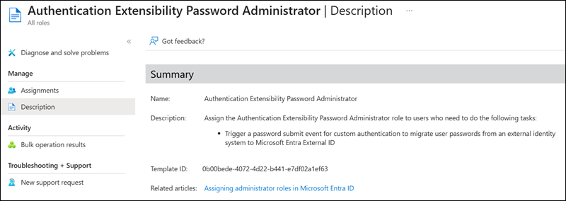 New admin role: Authentication Extensibility Password Administrator