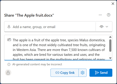 Share and let Copilot prepare the sharing summary