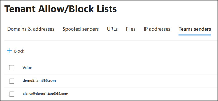 Tenant Allow/Block list now supports domains and email addresses