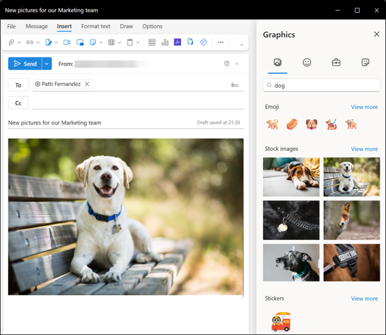 New Graphics button in Outlook: Insert Emojis, Stock Images, and ...