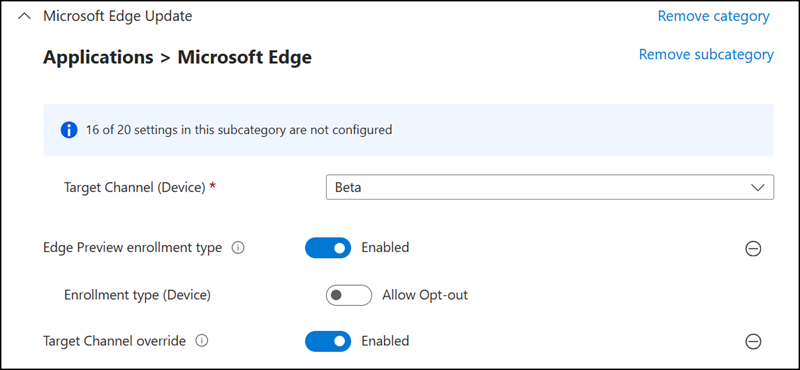 Edge Update Policies to get the early release switch