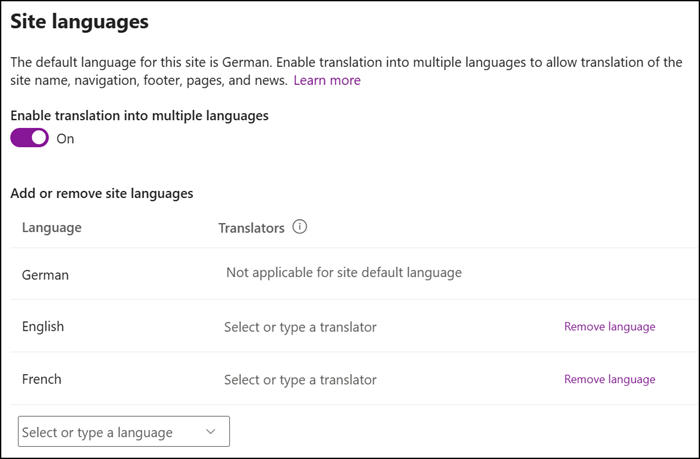 Multilingual support is enabled