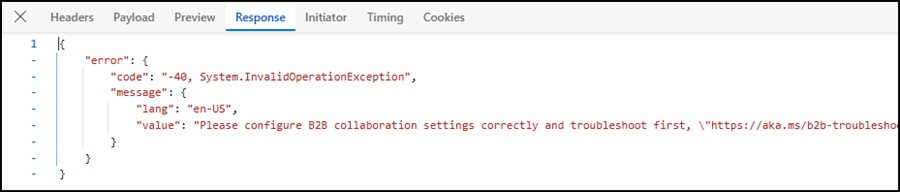 Missing B2B collaboration setting