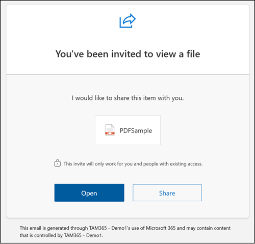Email invitation to guest user