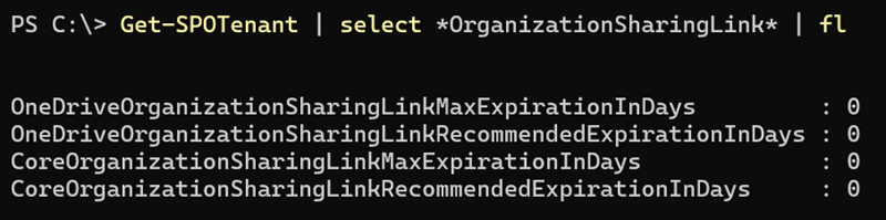 Default configuration for the SharePoint tenant
