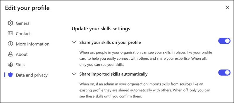 People Skills privacy settings
