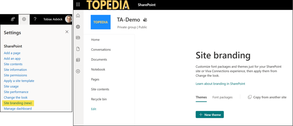 Site branding settings