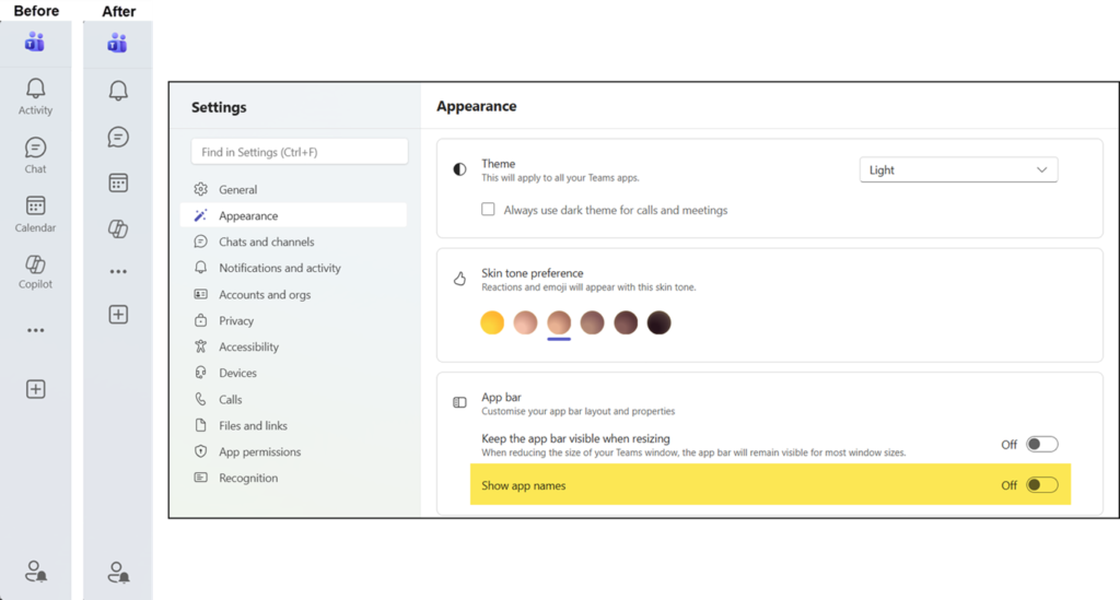 A small but noticeable visual change to the Teams app bar is now rolling out