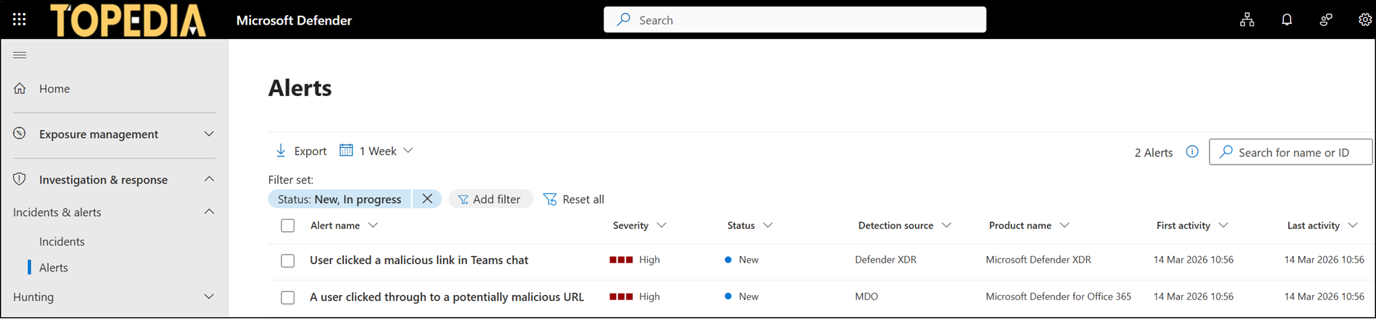 Alerts about malicious link clicks in Teams
