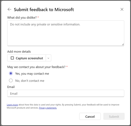 Microsoft Planner feedback in the default configuration