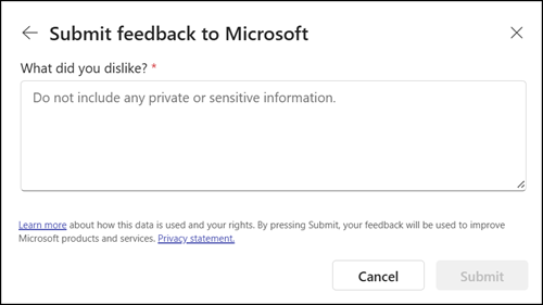 Most feedback options are disabled