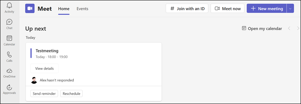 The previous Meet app in Teams