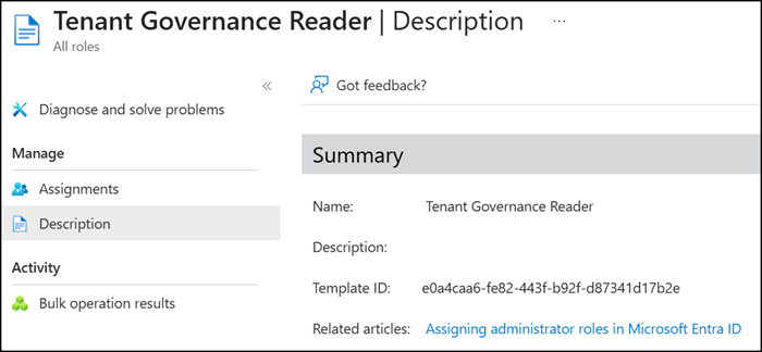 New admin role: Tenant Governance Reader