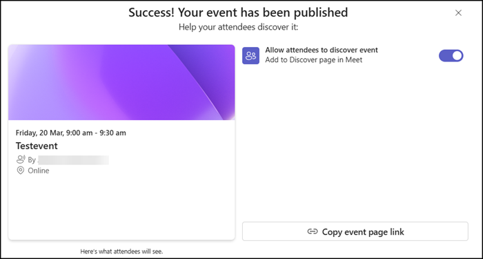 Changing the event discoverability