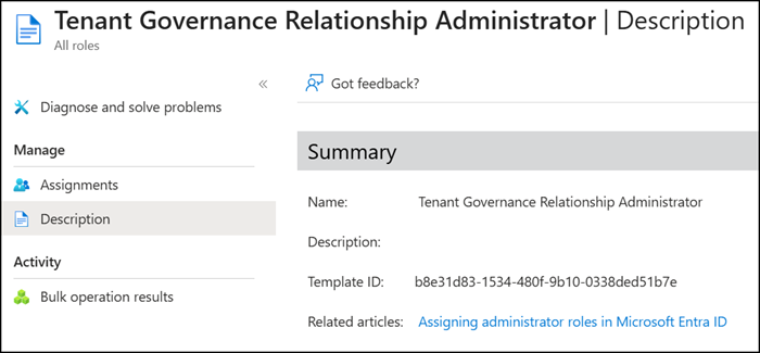 New admin role: Tenant Governance Relationship Administrator
