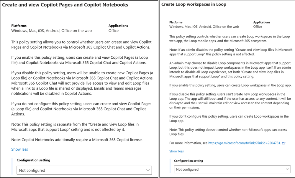 Control who can create Loop workspaces (you must configure both policies)