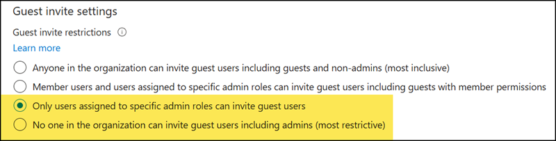 Guest invitation settings in Entra