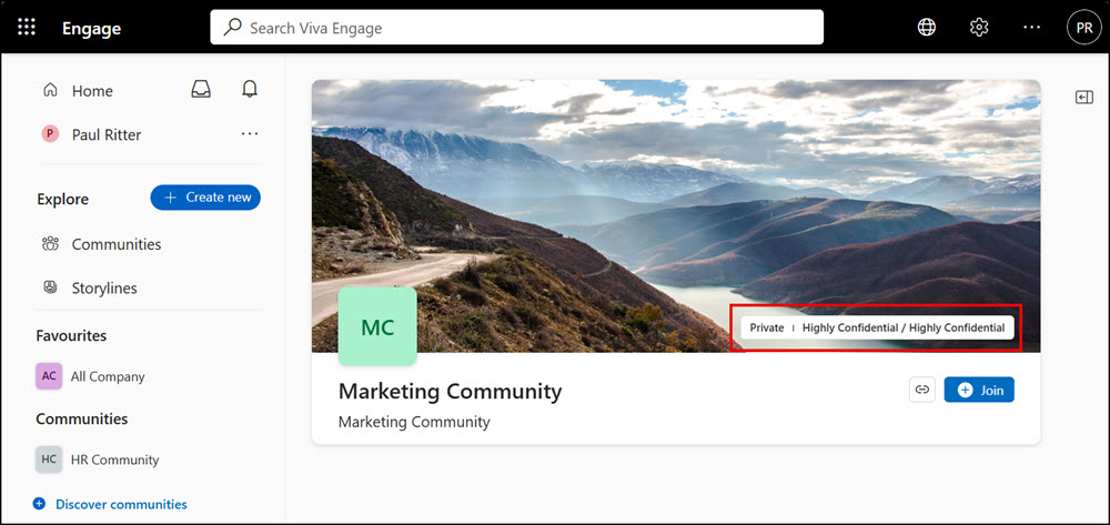 The label is added to the community information