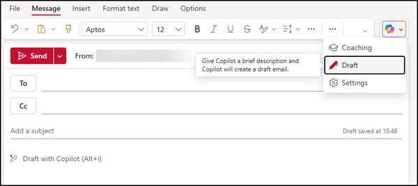 Using the old Draft experience in Outlook