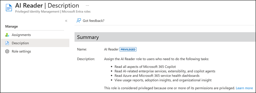 New admin role: AI Reader