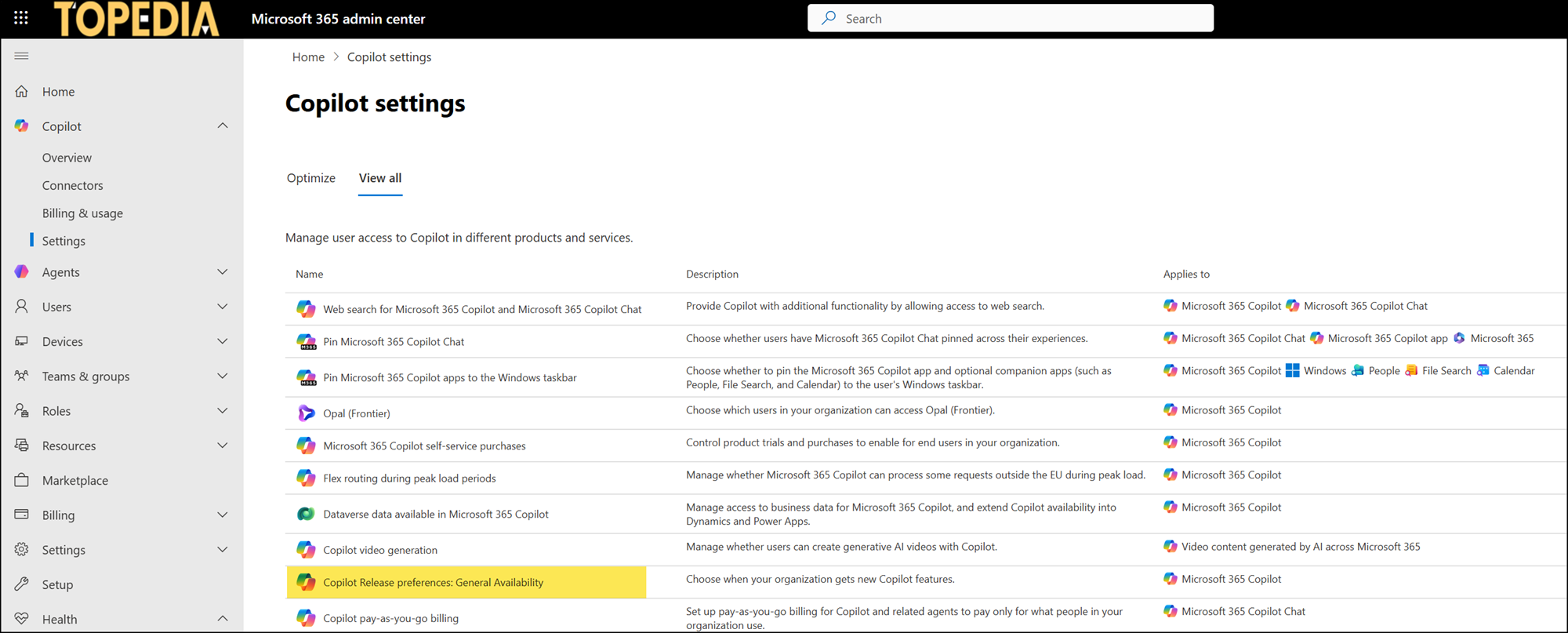 Configure the new release preferences