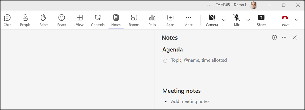 Collaborative Notes in instant (Meet now) meetings
