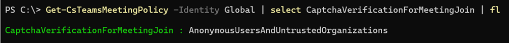 CaptchaVerificationForMeetingJoin in meeting policies will be removed