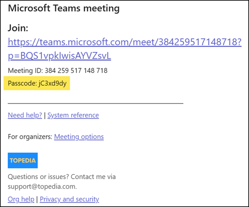 Complex passcode, the default setting