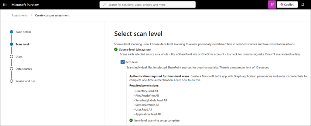 Enable the option to perform an item-level scan